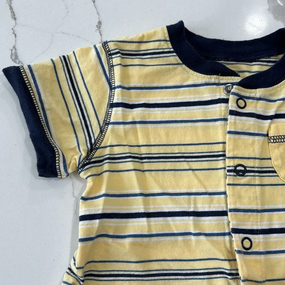 Carter’s | Baby Boys Yellow Navy Striped Romper Unisex Girls Infant